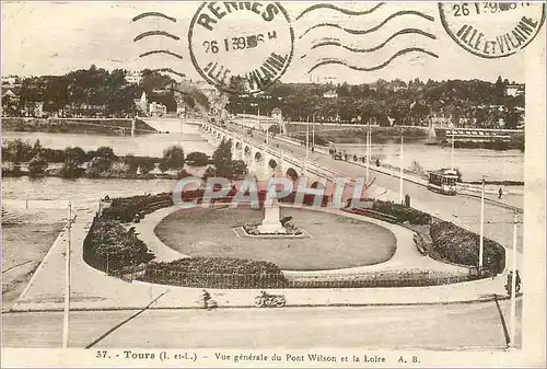 Cartes postales Tours I et L vue generale du Pont Wilson et la Loire