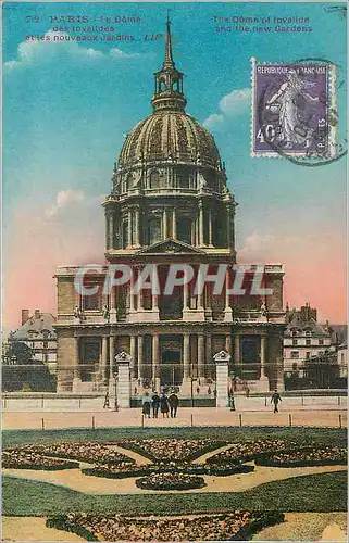 Cartes postales Paris le Dome des Invalides er les nouveaux jardins