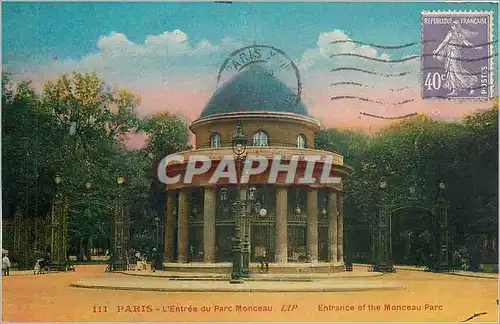 Cartes postales Paris l'Entree du Parc Monceau