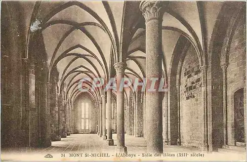 Ansichtskarte AK Mont St Michel l'Abbaye Salle des Hotes XIII siecle