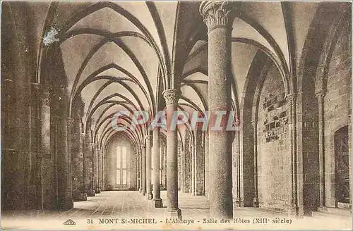 Cartes postales Mont St Michel l'Abbaye Salle des Hotes XIII siecle