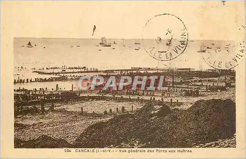 Cartes postales Cancale I et V vue generale des Parcs aux Huitres