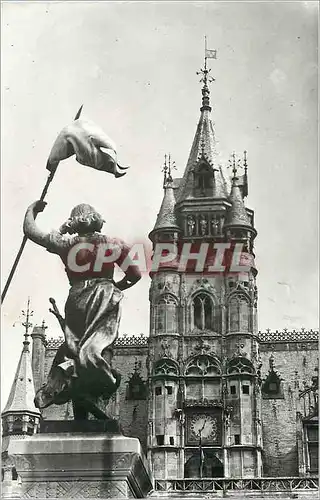 Moderne Karte Compiegne Oise le beffroi de l'Hotel de Ville et la statue de Jeanne d'Arc