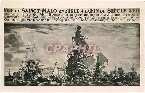 Moderne Karte Saint Malo Reproduction du tableau de la brasserie des voyageurs Oeuvre de Gustave Alaux
