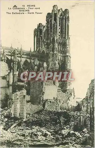 Cartes postales Reims la Cathedrale Tour nord