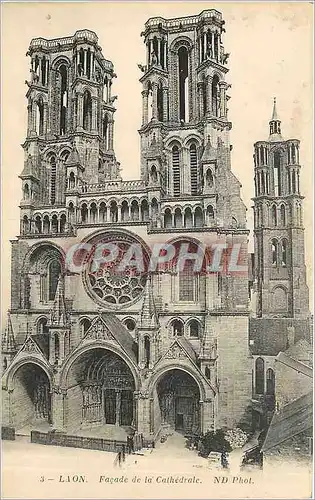 Cartes postales Laon Facade de la Cathedrale
