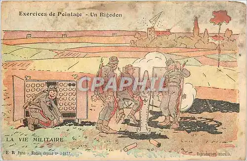 Cartes postales Exercices de Pointage un Rigodon la vie militaire Militaria