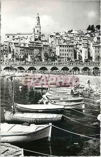 Cartes postales moderne Menton un coin du Port la Plage et la Vieille Ville