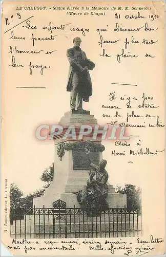 Cartes postales Le Creusot Statue elevee a la memoire de M E Scheider Oeuvre de Chapu