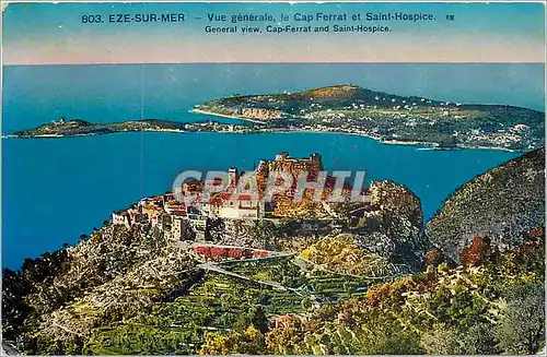 Cartes postales Eze sur mer vue generale le Cap Ferrat et Saint Hospice