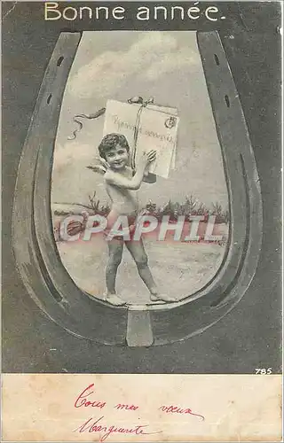Cartes postales Bonne Annee Ange Fer a cheval