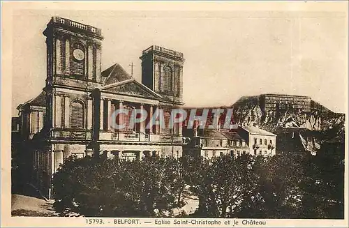 Cartes postales Belfort Eglise Saint Christophe et le Chateau