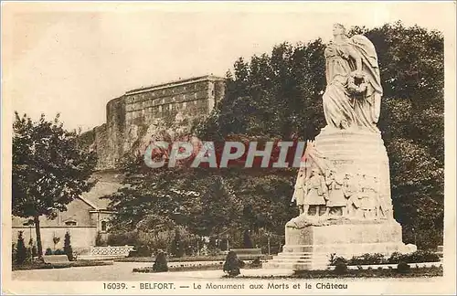 Cartes postales Belfort le Monument aux Morts et le Chateau