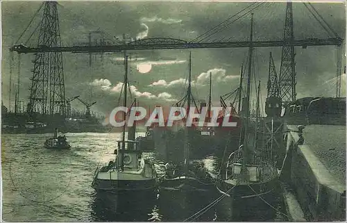 Cartes postales Nantes la nuit vue du port Bateaux