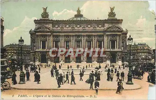 Ansichtskarte AK Paris L'Opera et la Station du Metropolitain