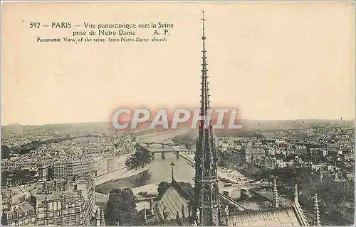 Cartes postales Paris vue panoramique vers la Seine prise de Notre Dame