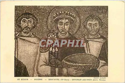 Cartes postales Art Byzantin Ravenne Saint Vital VI siecle empereur Justinien detail Mosaique