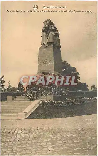 Cartes postales Bruxelles Laeken monument erige au Soldat Inconnu francais tombe sur le sol belge guerre 1914 19