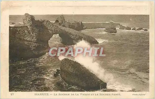 Cartes postales Biarritz le rocher de la vierge et le rocher perce