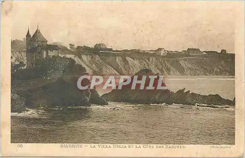 Cartes postales Biarritz la villa Belza et la cote ddes Basques
