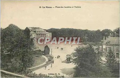Cartes postales Le Mans place des Jacobins et theatre Tramway