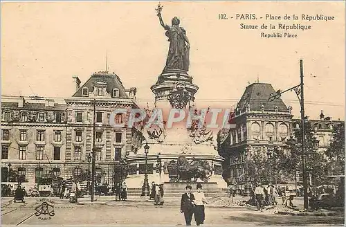 Cartes postales Paris Place de la republique statue de la republique