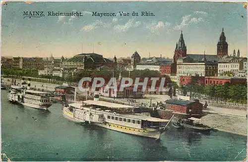 Cartes postales Mainz Rheinansicht Mayence vue du Rhin Bateaux