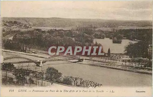 Cartes postales Lyon panorama du parc de la tet d'Or et le port de la Boucle
