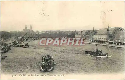 Cartes postales Paris la Seine vers le Trocadero Bateaux