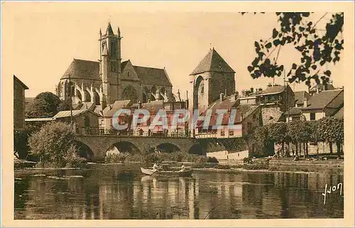 Cartes postales Moret sur Loing Seine et Marne maison Sauve la porte de Bourgogne et l'eglise