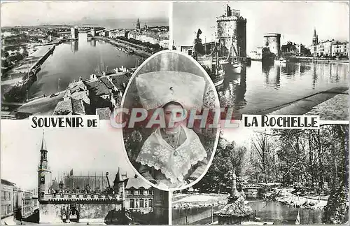 Cartes postales moderne Souvenir de la Rochelle le port les tours l'hotel de ville le jardin public Folklore