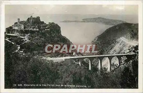 Cartes postales Eze panorama et la Cap Ferrat vue de la Grande Corniche