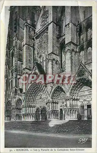 Cartes postales Bourges les 5 portails de la cathedrale Saint Etienne