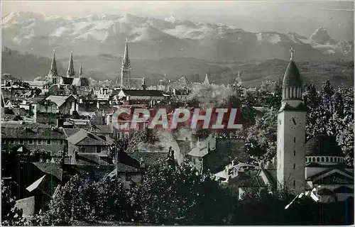 Moderne Karte Pau Vue generale et les Pyrenees