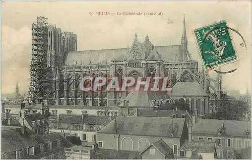 Cartes postales Reims la Cathedrale cote sud