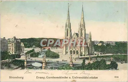 Ansichtskarte AK Strassburg Evang Garnisonskirche u Universitatsbrucke