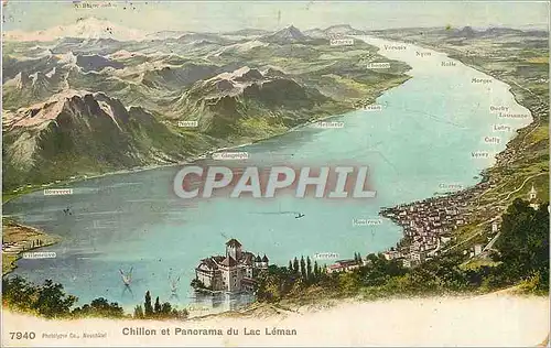 Cartes postales Chillon et Panorama du Lac Leman