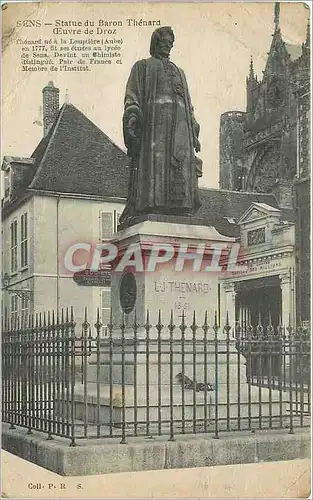 Cartes postales Sens statue du Baron Thenard Oeuvre de Droz