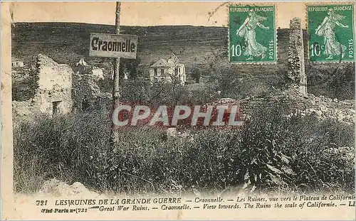 Cartes postales Les ruines de la grande guerre Craonnelle les ruines vue vers le Plateau de Californie  Militari