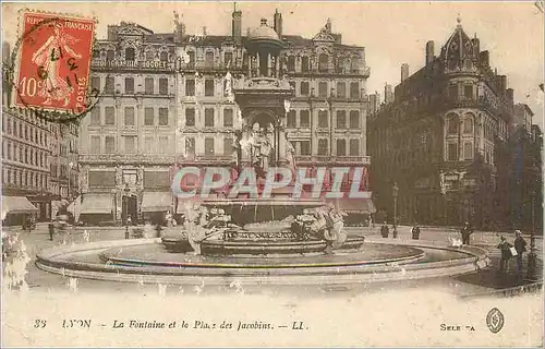 Cartes postales Lyon la Fontaine et le Place des Jacobins