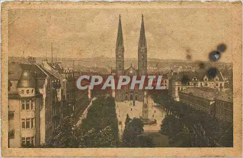 Cartes postales Wiesbaden la place de Louise avec l'eglise cathedrale