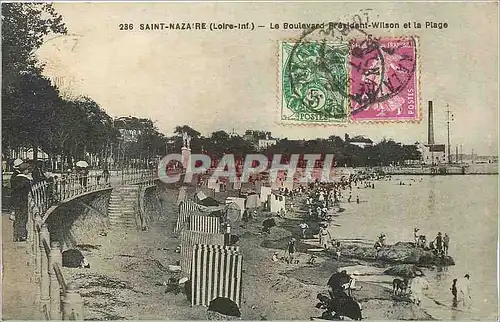 Cartes postales Saint Nazaire Loire Inf le Boulevard Wilson et la plage