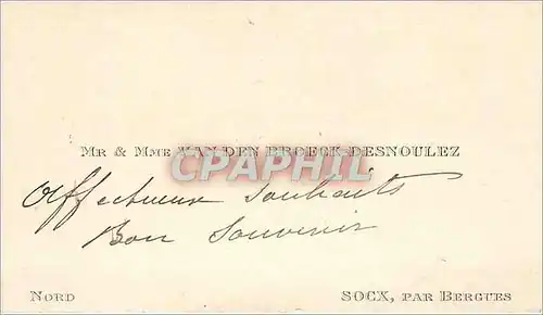 Carte de visite Mr et Mme Vanden Desnoulez Socx par Bergues