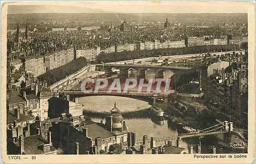 Cartes postales Lyon perspective sur la Saone