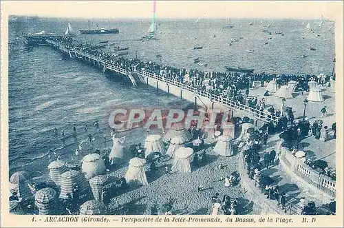 Cartes postales Arcachon Gironde perspective de la jetee promenade du bassin de la plage