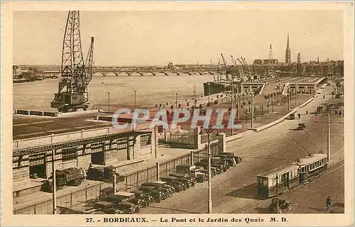 Ansichtskarte AK Bordeaux le pont et le jardin des Quais Tramway