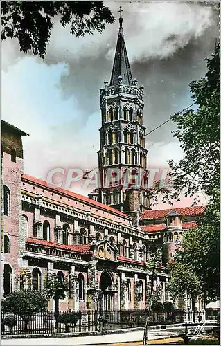Cartes postales moderne Toulouse la ville rose clocher de la basilique St Sernin XII siecle et porte Miegeville