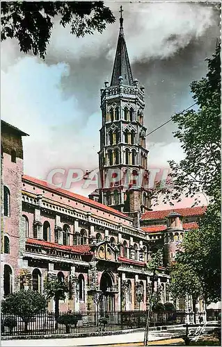 Moderne Karte Toulouse la ville rose clocher de la basilique St Sernin XII siecle et porte Miegeville