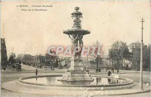 Ansichtskarte AK Reims fontaine Bartholdi place de la Republique