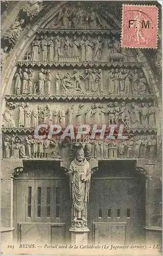 Ansichtskarte AK Reims portail nord de la Cathedrale le jugement dernier